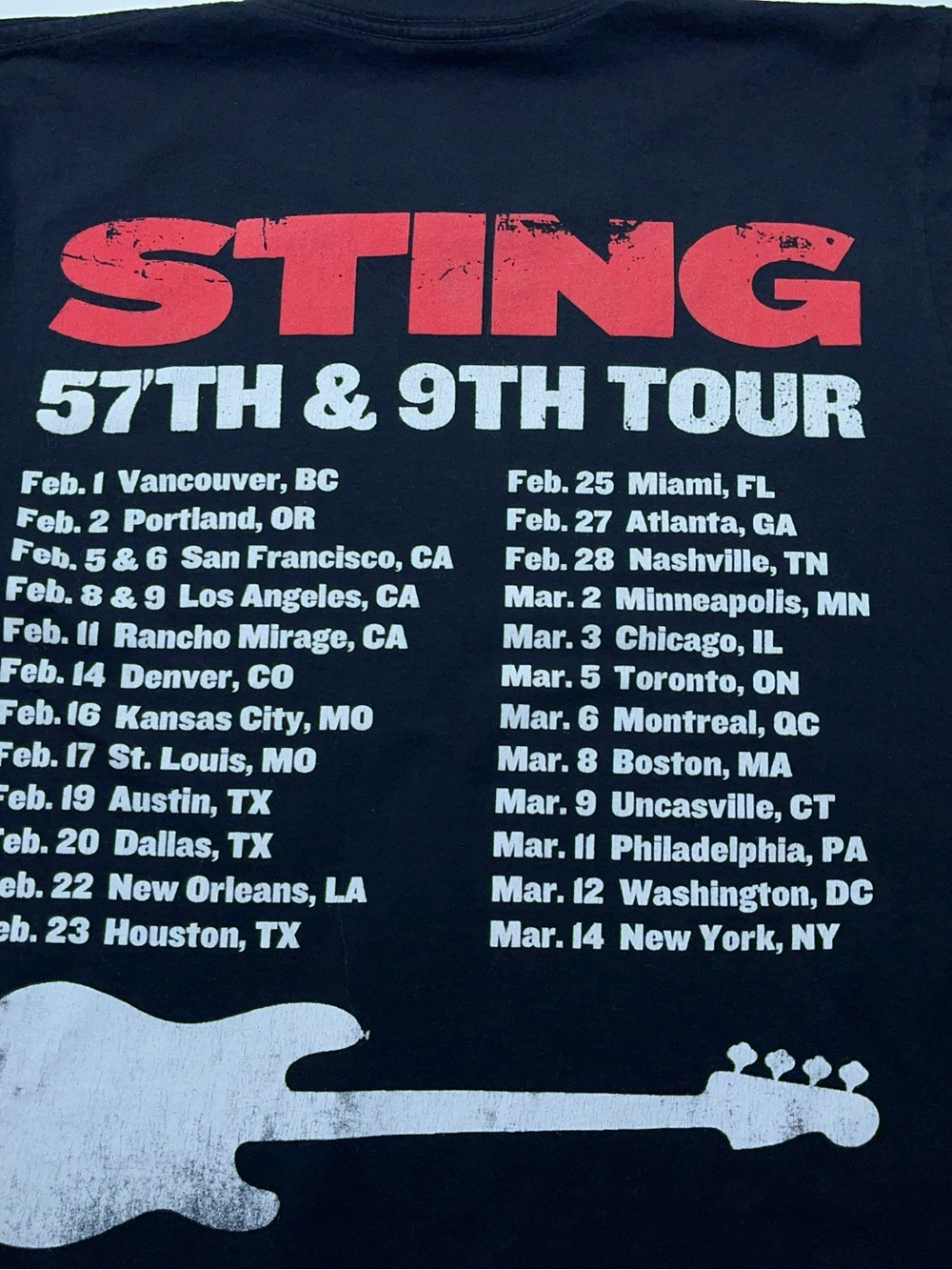 STING 57th and 9th Concert Tour T-Shirt Mens Size Small Black Made USA - Picture 10 of 12